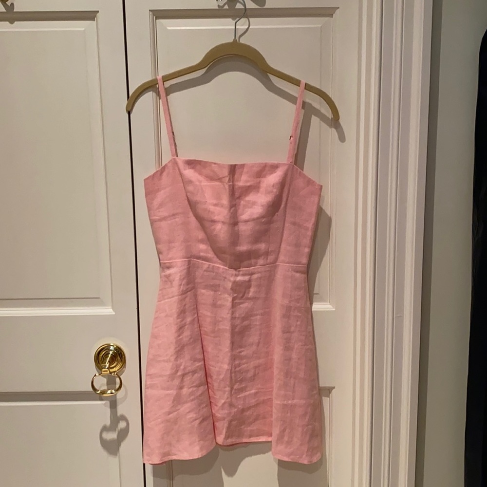 Reformation Auden Linen Dress - Pink Size 0